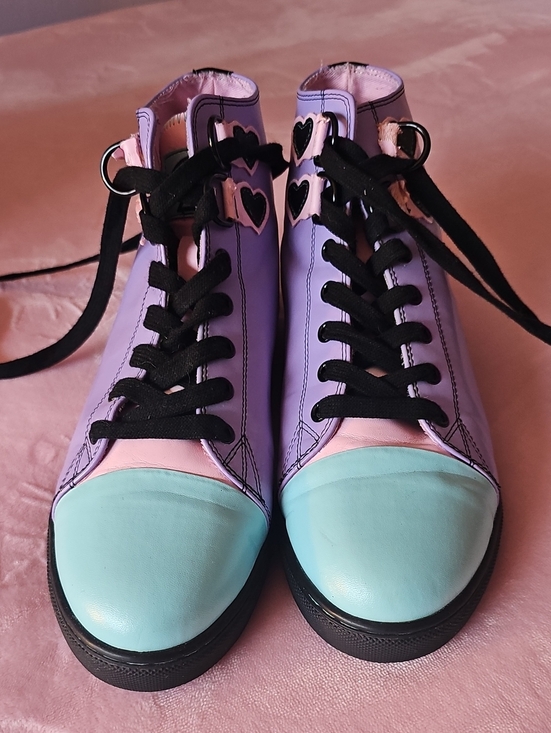 Strange Cvlt Shoes - Lavender High-Top Sneakers with Mint Toe and Pink Accents - STRANGE CVLT
